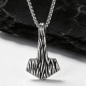 Stainless Steel Thor's Hammer Pendant Box Chain Necklace, Viking Mjolnir Amulet Jewelry for Men Women, Punk Hip Hop Gift