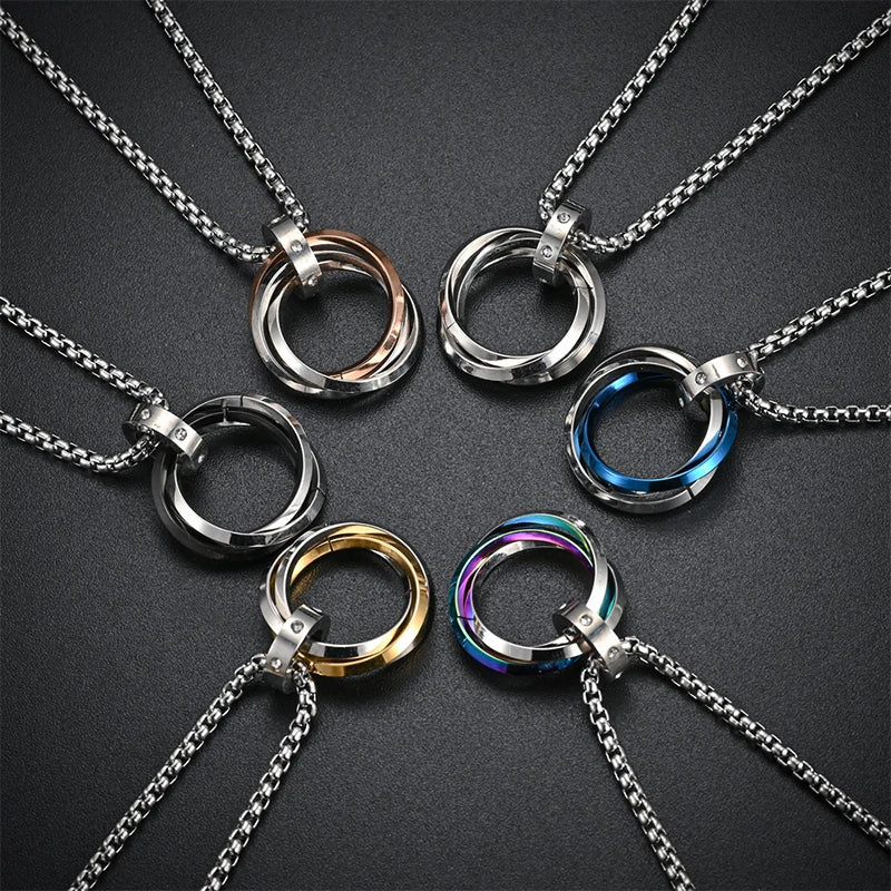 Round Ring Pendant Necklace — Stainless Steel
