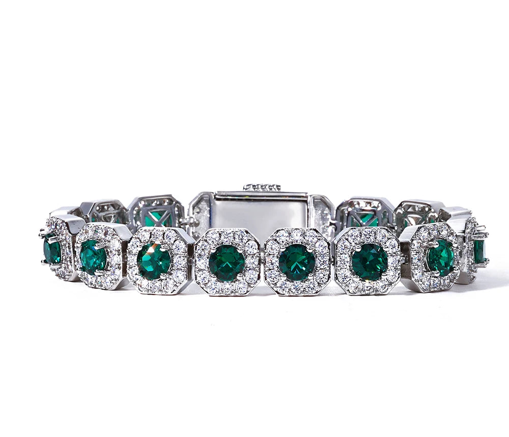 Tennis Chain Bracelet Gemstone Cluster