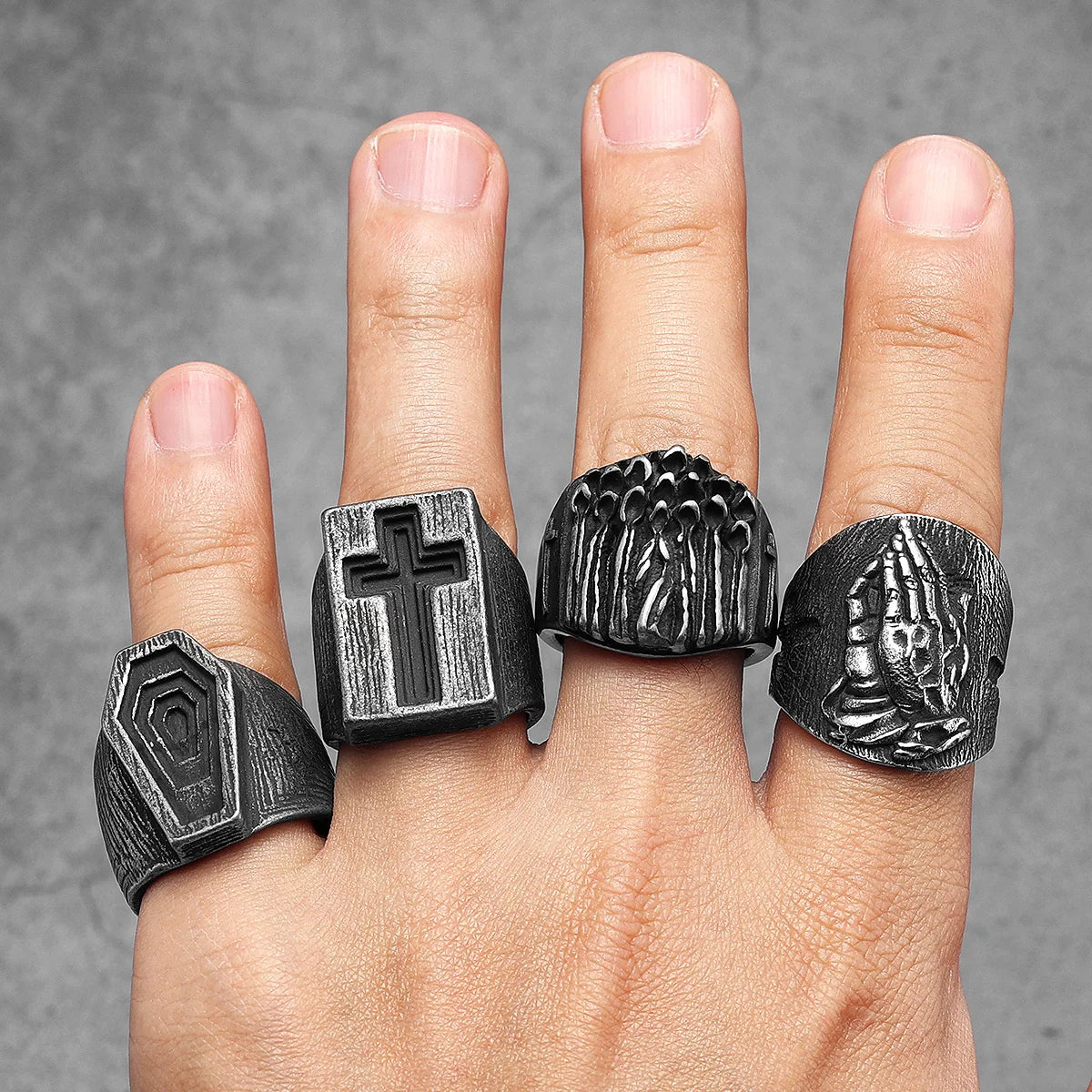 Cross Bible Ring Black — Stainless Steel
