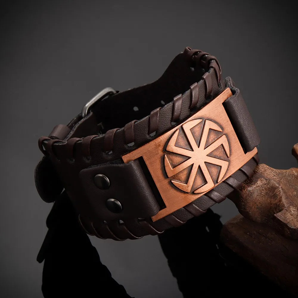 2025 Totem Design Nordic Lucky Compass Bracelet Viking Men's Bracelet New Trendy Fashion Leather Woven Accessories