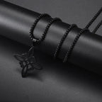 Witch Knot Necklace Celtic Knot Pendant Stainless Steel Amulet Triskelion Ankh Cross Pentagon Jewelry Birthday Gift for Women