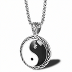 Stainless Steel Yin Yang Taichi Pendant Necklace Fashion Chinese Taoism Jewelry Man Gift For Him With Chain