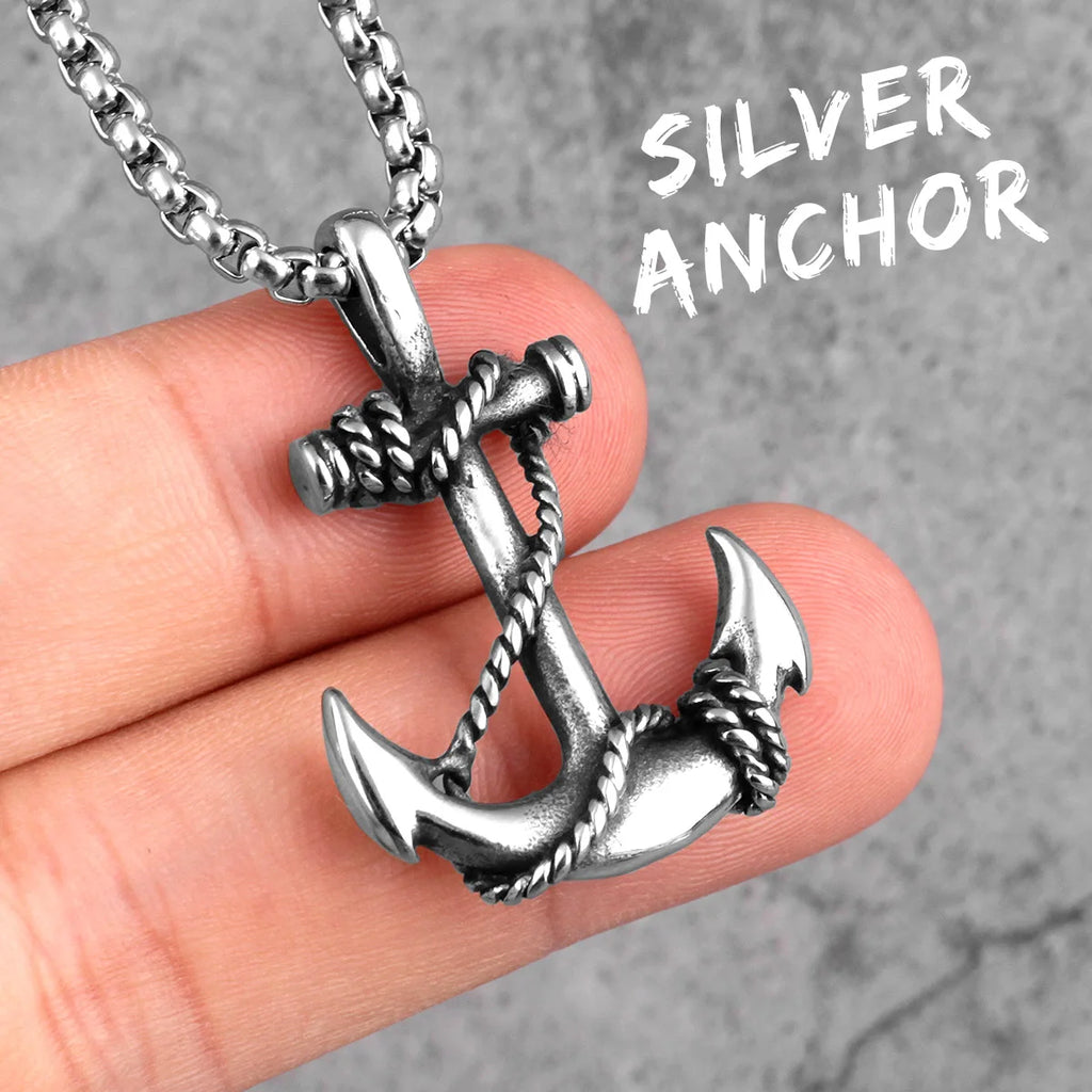 Anchor Sailor Pendant Necklace — Stainless Steel