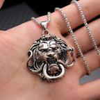 Vintage Terror Lion Head Pendant — Stainless Steel