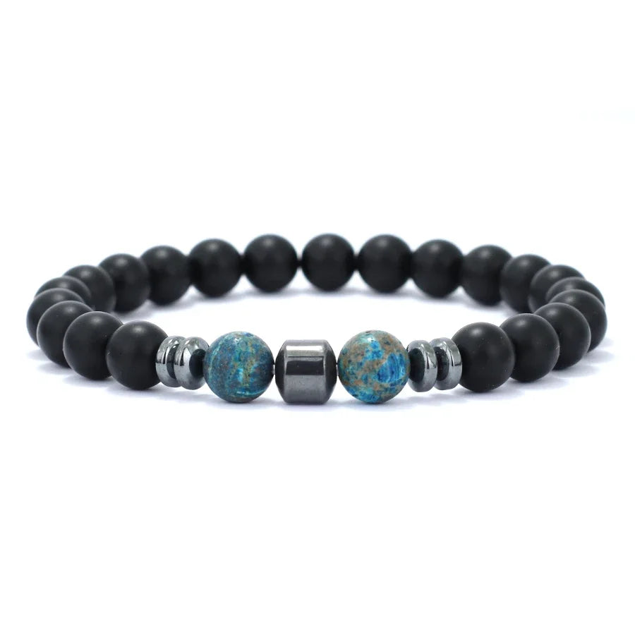 Premium Natural Volcanic Stone Beaded Bracelet Handmade Tiger Eyes Howlite Onyx Beads Braclet Meditation Healing Leisure Joias