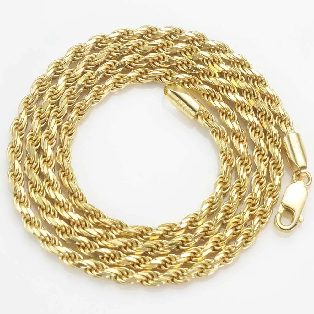 Two-Tone 925 Silver Rope Chain Necklace 3/5MM PVD