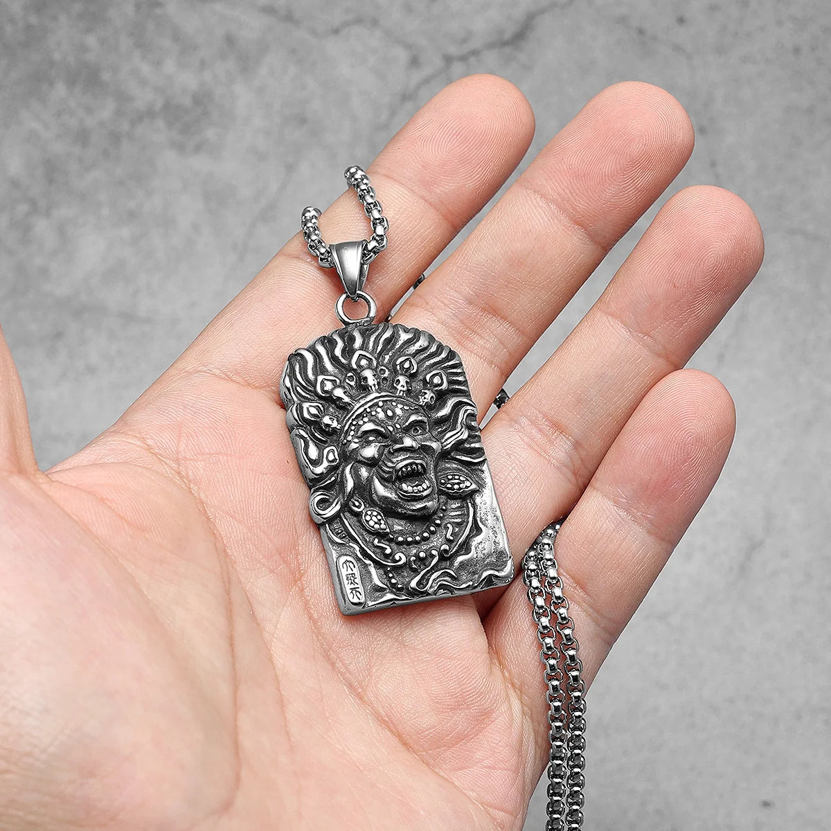 Tibetan Demon Stainless Steel Pendant Necklace