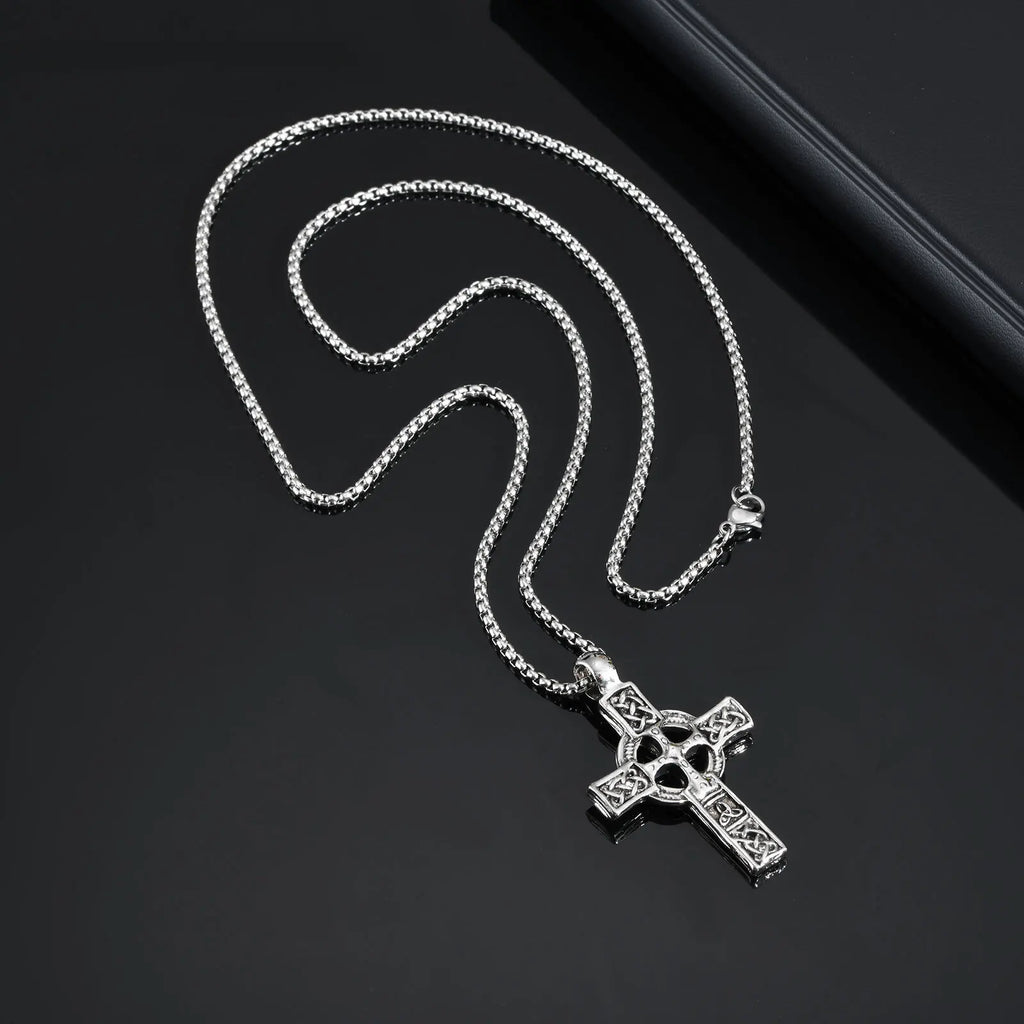 Viking Celtic Cross Pendant Necklace — Stainless Steel