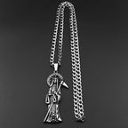 Holy Saint Death Santa Muerte Grim Reaper Necklace for Men Stainless Steel Silver Color Male Necklaces Jewelry Gift NZZ518S05