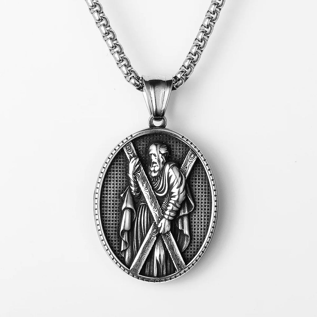 Saint Andrew Pendant Necklace Stainless Steel