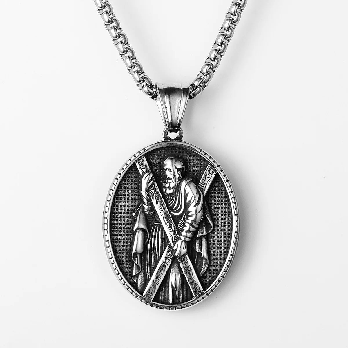 Saint Andrew Pendant Necklace Stainless Steel