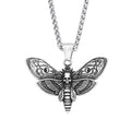 Death Head Moth Skull Pendant Necklace For Men Stainless Steel Gothic Punk Jewelry Halloween Animal Theme Collar Chain Gifts