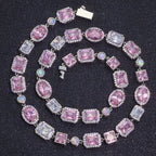 Two-Tone Iced Out Chain Necklace Opal Pink CZ