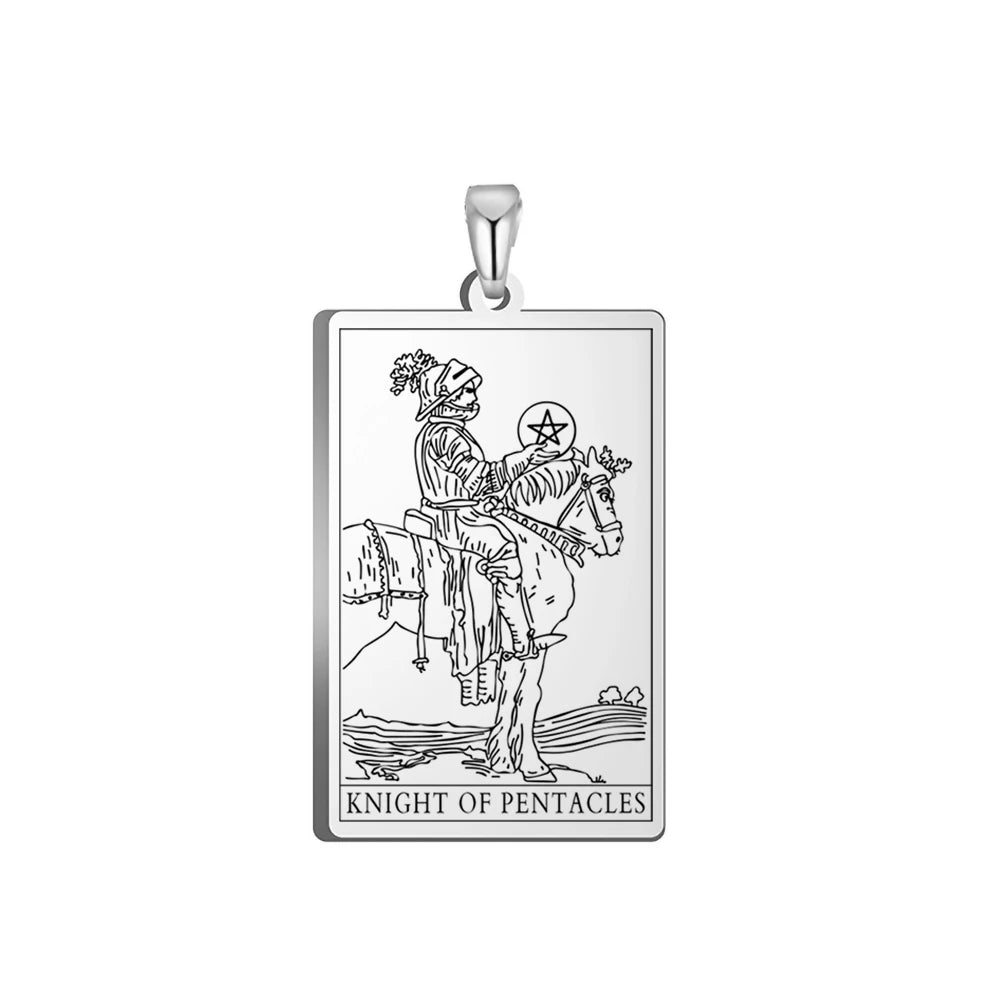 Dawapara Pentacles Tarot Card Pendant for Necklace Stainless Steel Golden Black Jewelry Accessories Charms Pendants