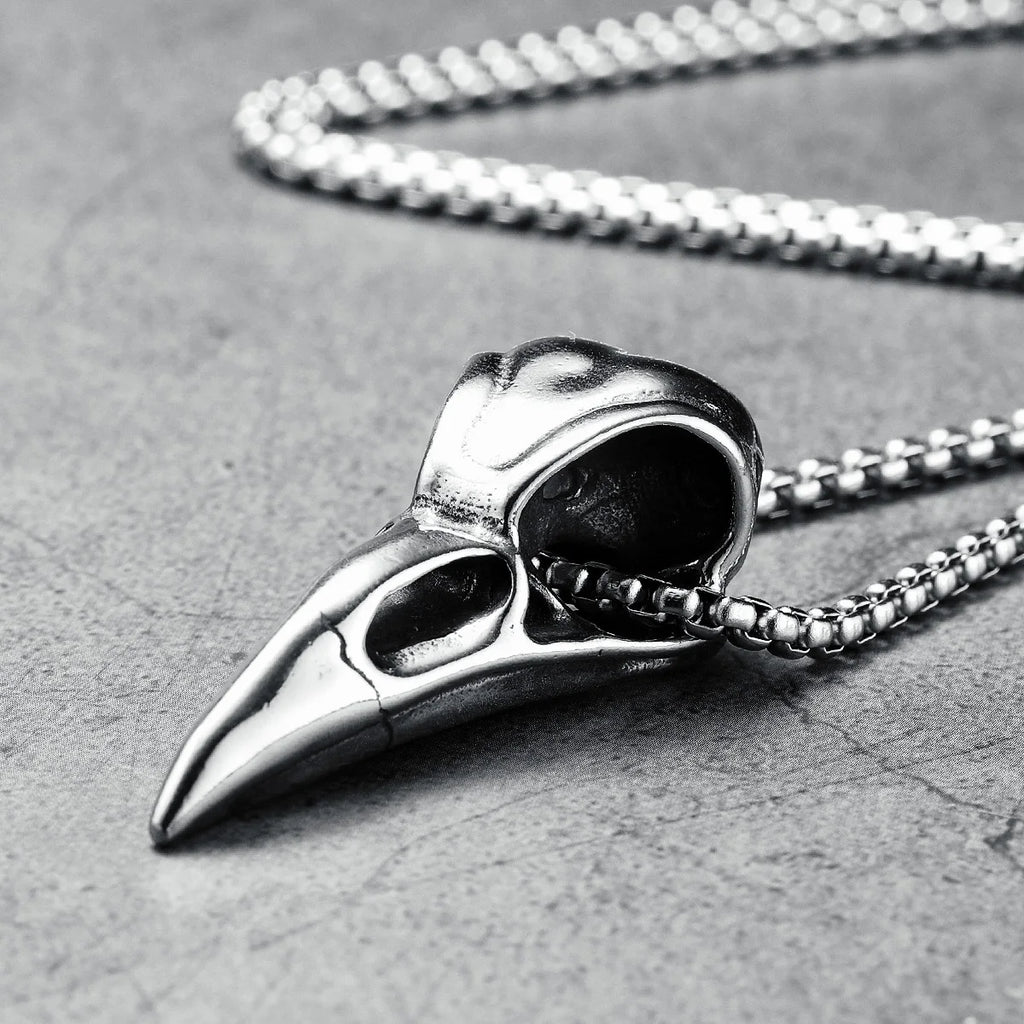 Crow Skull Pirate Pendant Necklace — Stainless Steel