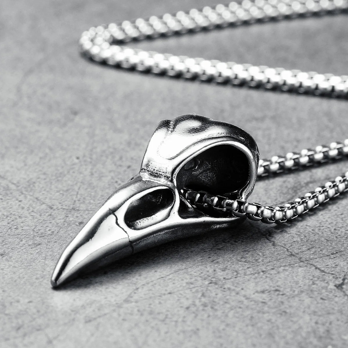 Crow Skull Pirate Pendant Necklace — Stainless Steel