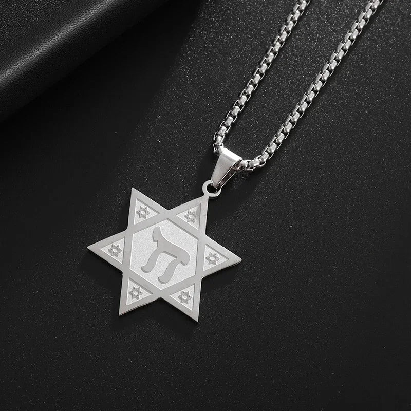 Exquisite and Creative Hip Hop Pentagram Pendant Necklace for Men Simple Punk Texture Necklace Jewelry Sweater Chain