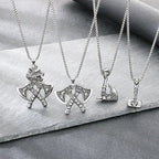 Trendy Retro Crow Prairie Wolf Double Sided Viking Tomahawk Pendant Necklace Charm Men's Necklace Metal Accessorie Party Jewelry