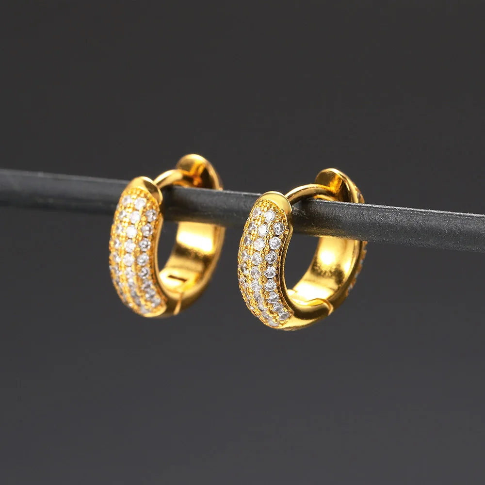 Iced Out Crystal Hoop Earrings — Stainless