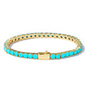 Gold Tennis Bracelet Blue Turquoise 4MM 18K