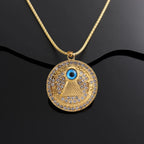 Iced Out Eye of Horus Pyramid Pendant Necklace — Gold-Tone