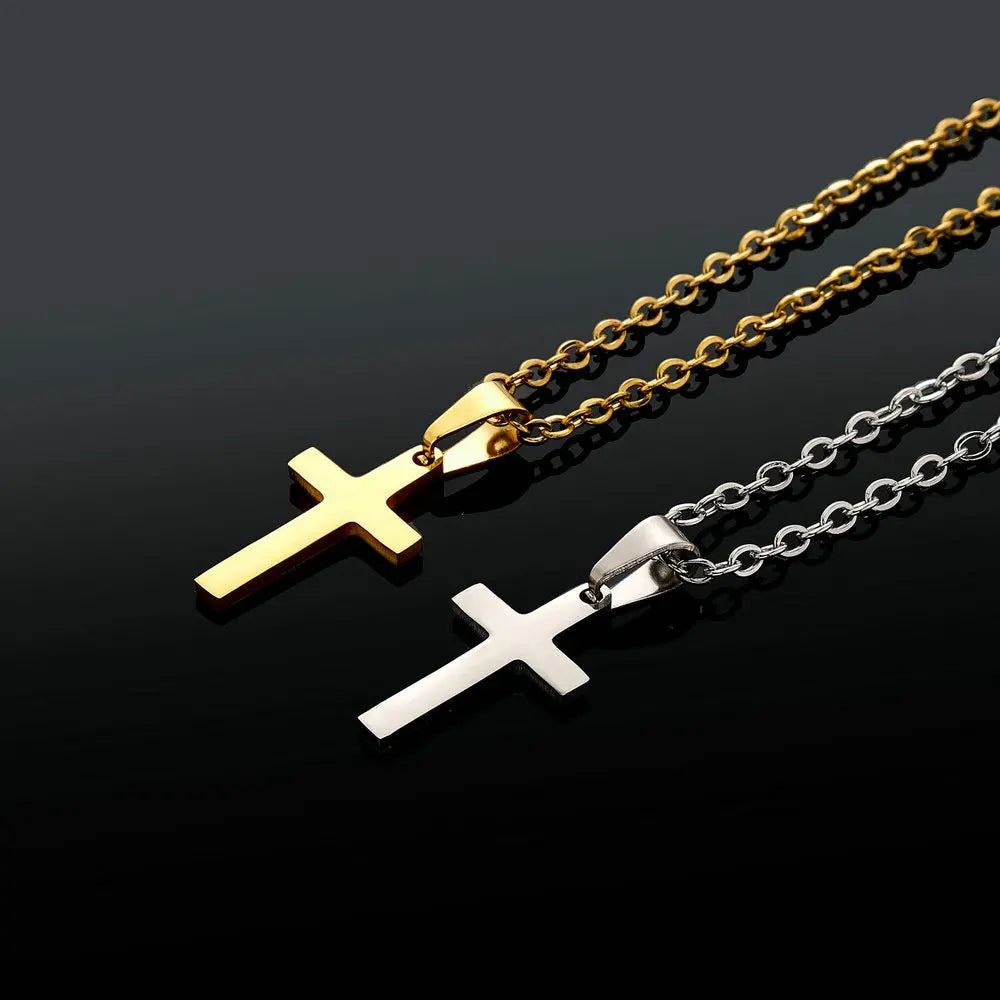 Stainless Steel Cross Pendant Necklace Minimal