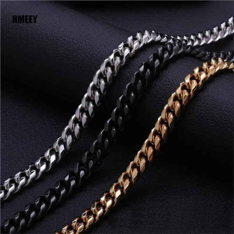Cuban Chain Necklace for Men Women, Basic Punk Stainless Steel Curb Link Chain Chokers,Vintage Gold Color Solid Metal