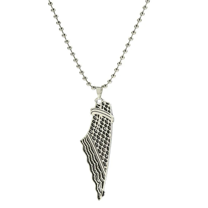 Palestine Map Pendant Necklace — Stainless Steel