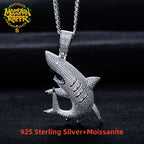 Iced Out Shark Pendant — 925 Silver