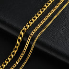Vintage Cuban Chain Necklace for Men Women,3/5/7mm Stainless Steel Curb Link Chain Chokers,Casual Basic Punk Jewelry