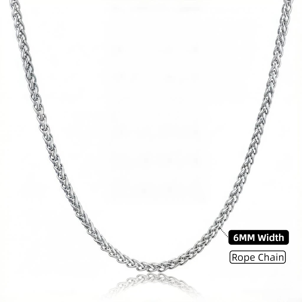 Gold Flat Byzantine Link Chain Necklace 6mm — Stainless Steel