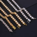 Tennis Chain Necklace Stainless Steel 6MM 3-Sided