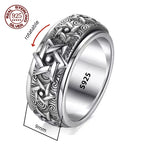 Handmade 12mm Width Real S925 Sterling Silver Lucky Dragon Double Layer Rotatable Closed Dragon Ring For Man Woman Fine