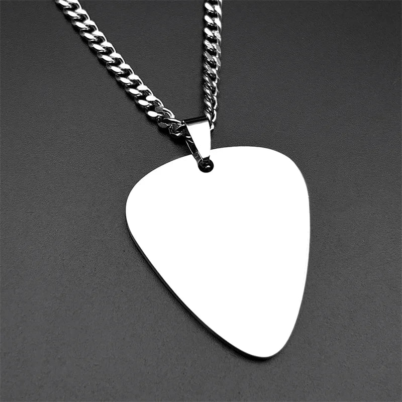 Guitar Pick Gold Pendant Necklace — Stainless Steel