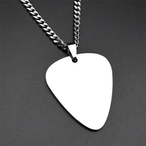 Guitar Pick Gold Pendant Necklace — Stainless Steel
