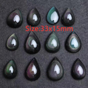 Natural Black Obsidian Rainbow Green Purple Flash Light Pendant Water Drop Necklace Drop Shipping AAAAA