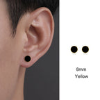 Trendy HipHop Titanium Steel Round Men's Stud Earrings Hippie Stainless Steel Black Drip Earings for Men Couple