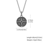 Men's Silver Color Geometric Pendant Necklace, Non Fading Stainless Steel Compass Necklace with Chain, Stylish Jewelry Gifts