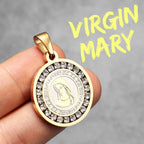 Iced Out Virgin Mary Pendant — Stainless Steel