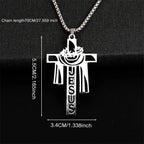 Stainless steel Thorn Jesus Cross Necklace for men's casual religious Cross pendant necklace jewelry