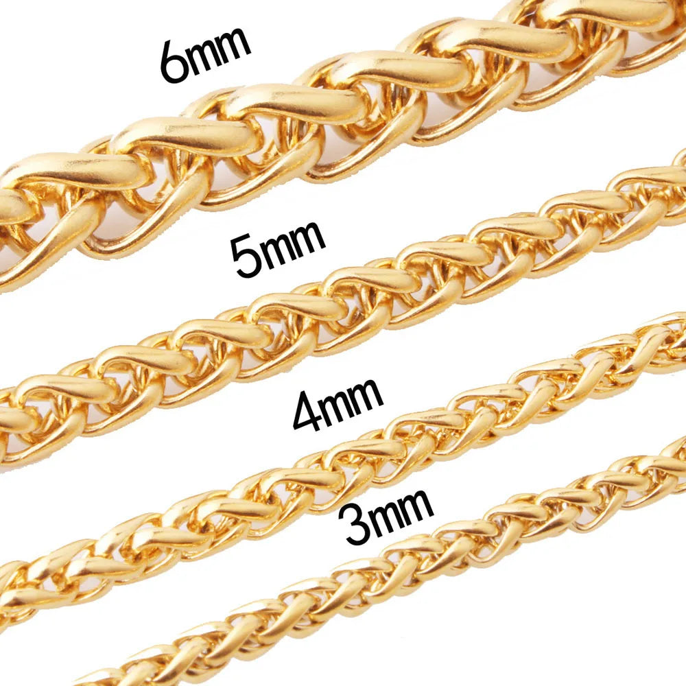Rope Gold Chain Twist Trends 3/4/5/6mm Thick