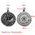 Norse Viking Rune Round Pendant Necklace — Stainless Steel