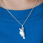 Golden Silver Colored Textured 3D Cute Owl Bird Necklace Pendant Women Lovely Animal Fashion Chic Dainty Pendant