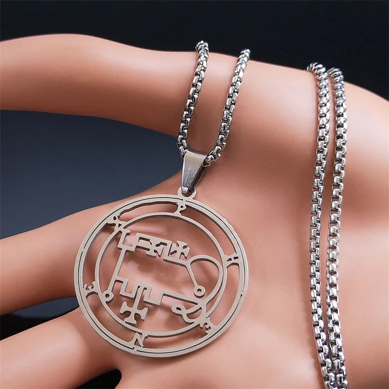Gothic Demon Silver Pendant Necklace — Stainless Steel