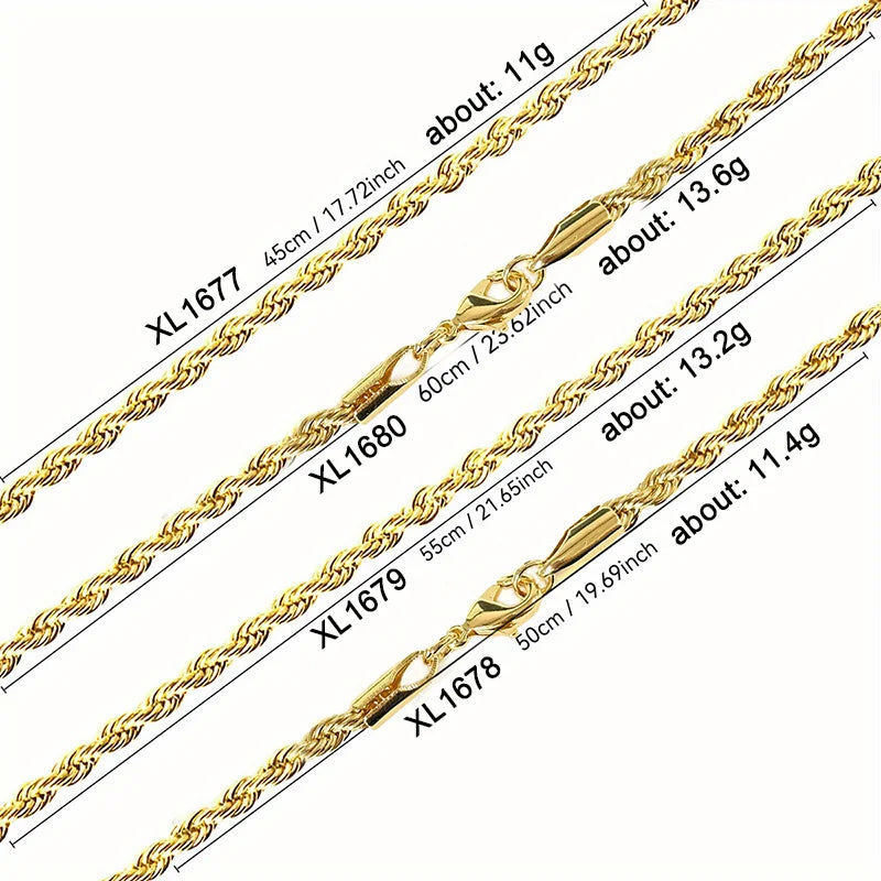 Twisted Rope Chain Necklace — Versatile Sizing
