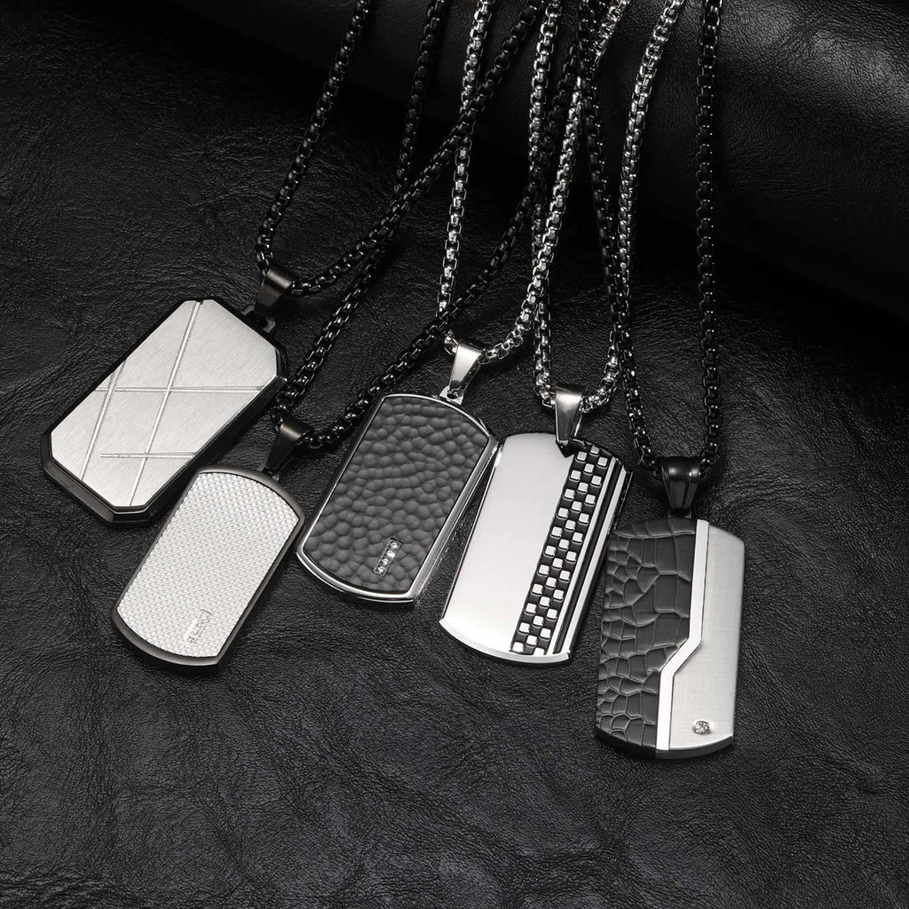 Dog Tag Pendant Necklace — Stainless Steel