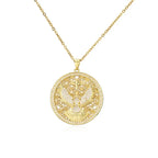 Flower of Life Eagle Cross Round Pendant Necklace — Copper Alloy