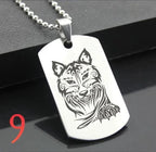 Wolf Dog Tag Pendant Necklace — Stainless Steel