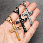 Cross Gemstone Pendant — Stainless Steel